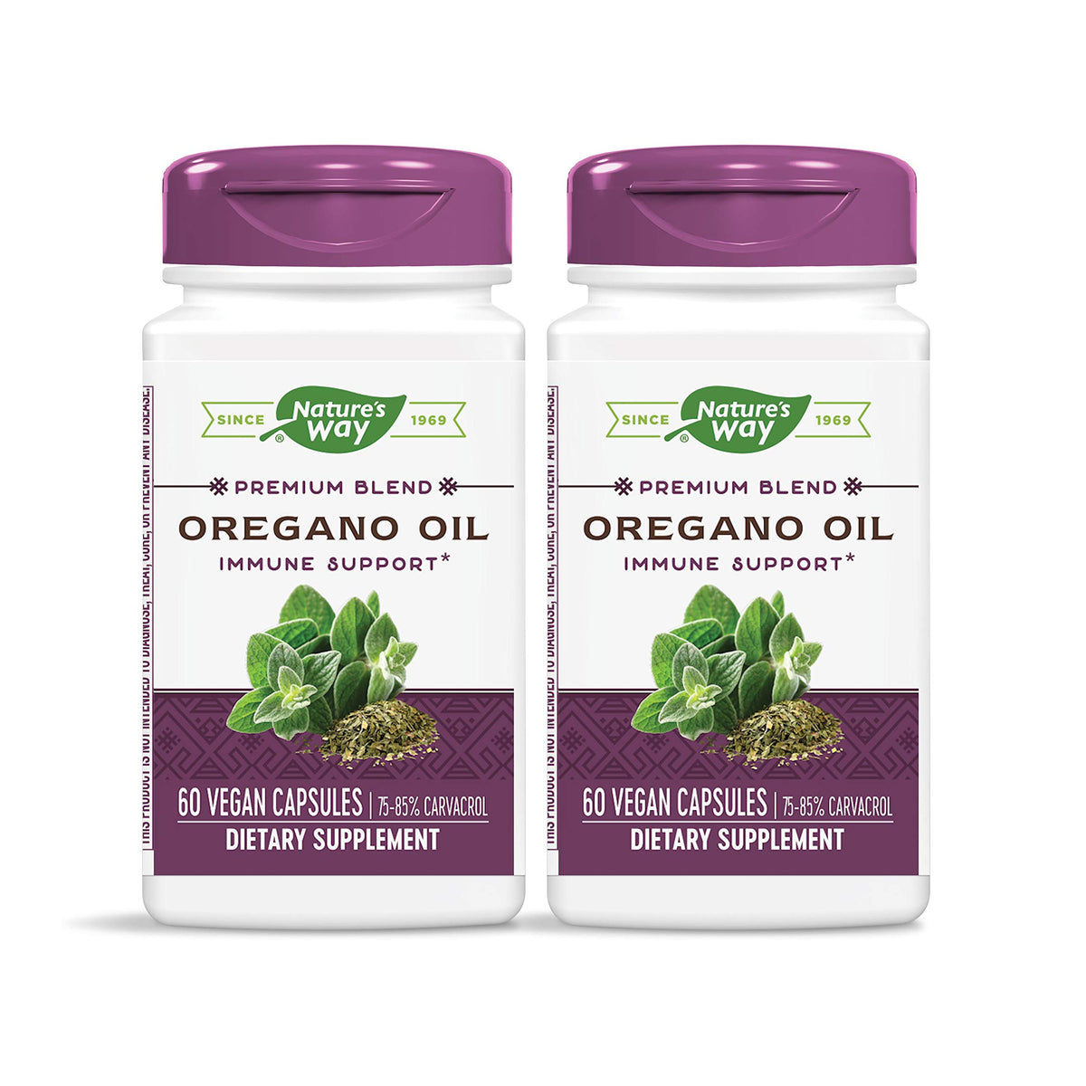 Nature's Way Oregano Oil bottle front showing carvacrol-rich formula for immune support