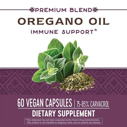 Nature's Way Oregano Oil gluten-free vegetarian icons indicating safe plant-based option