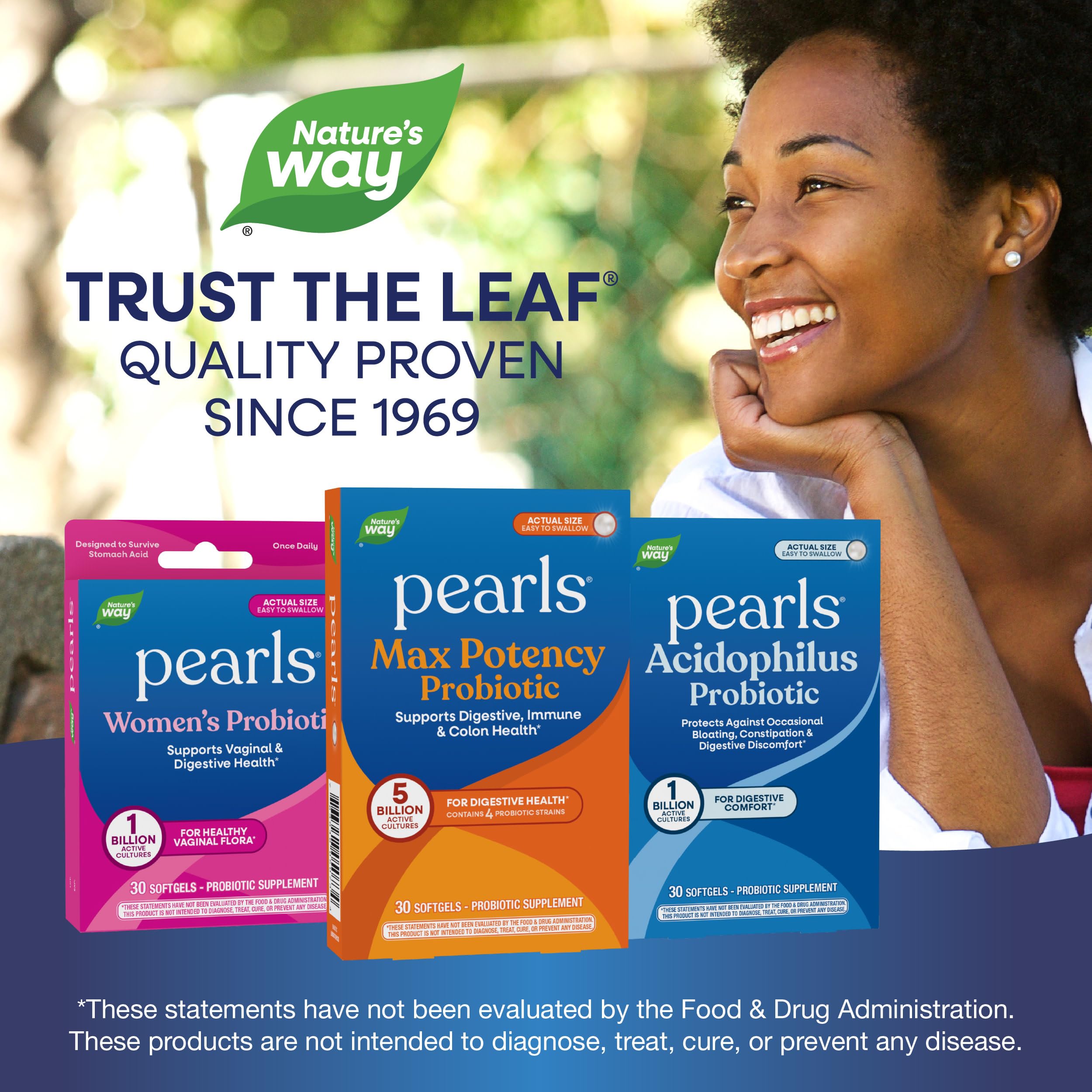 Nature's Way Pearls Max Potency packaging displays no refrigeration requirement