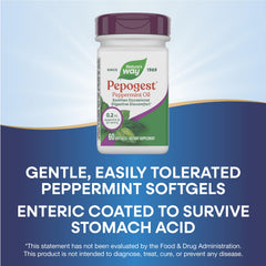 Nature's Way Pepogest enteric coating icon communicates stomach-safe design.