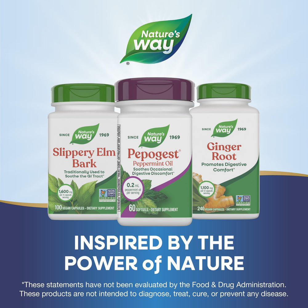 Nature's Way Pepogest travel pack shows convenient on-the-go peppermint support.