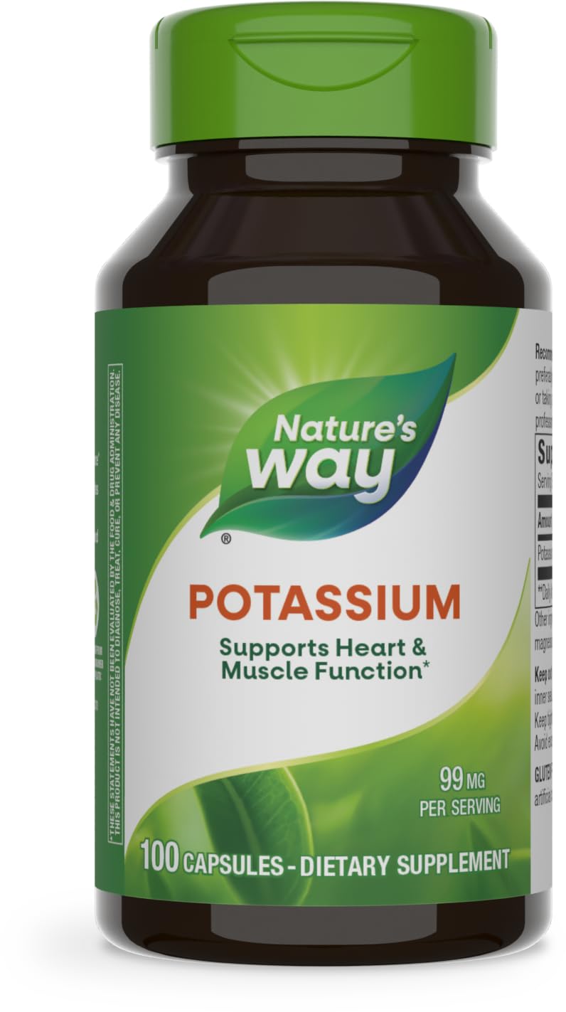 Nature's Way Potassium Complex bottle with capsules for daily electrolyte balance support.
