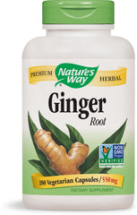 Nature's Way Premium Ginger Root bottle pour supports digestive comfort.