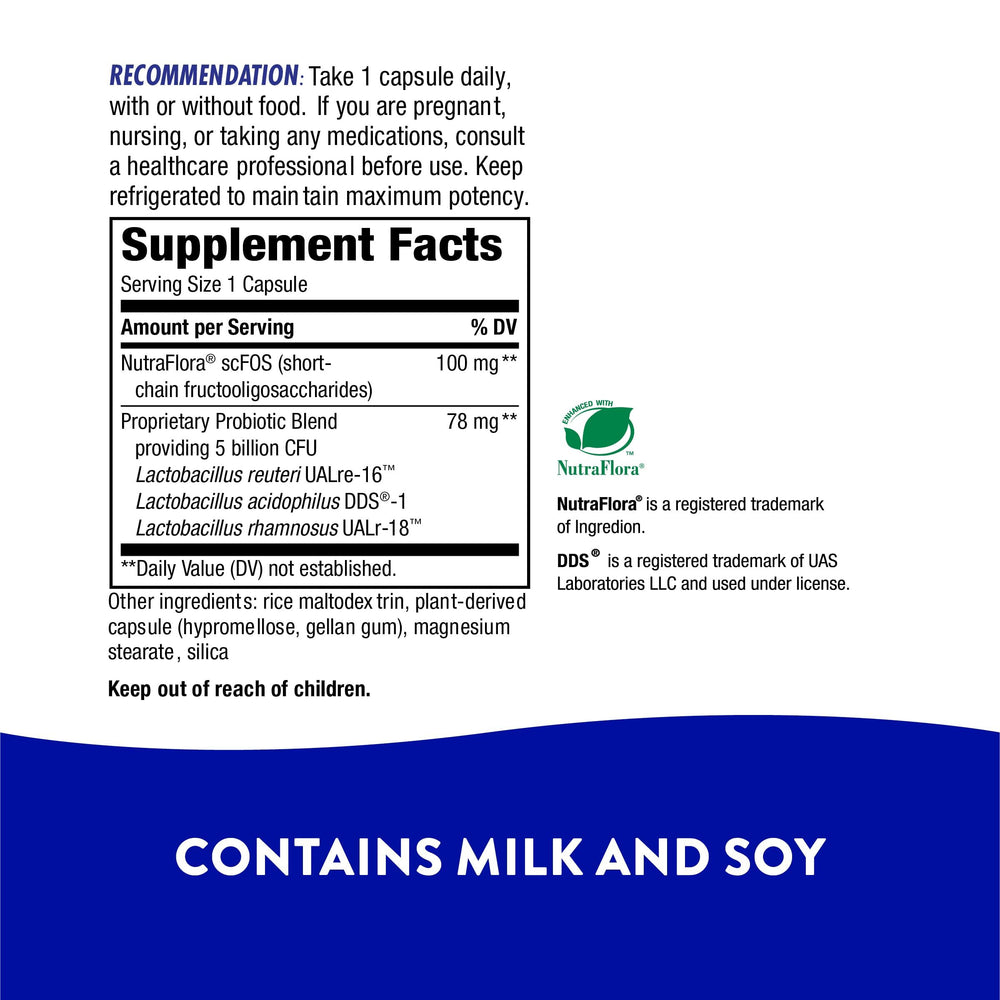 Contains milk and soy listed on the label
