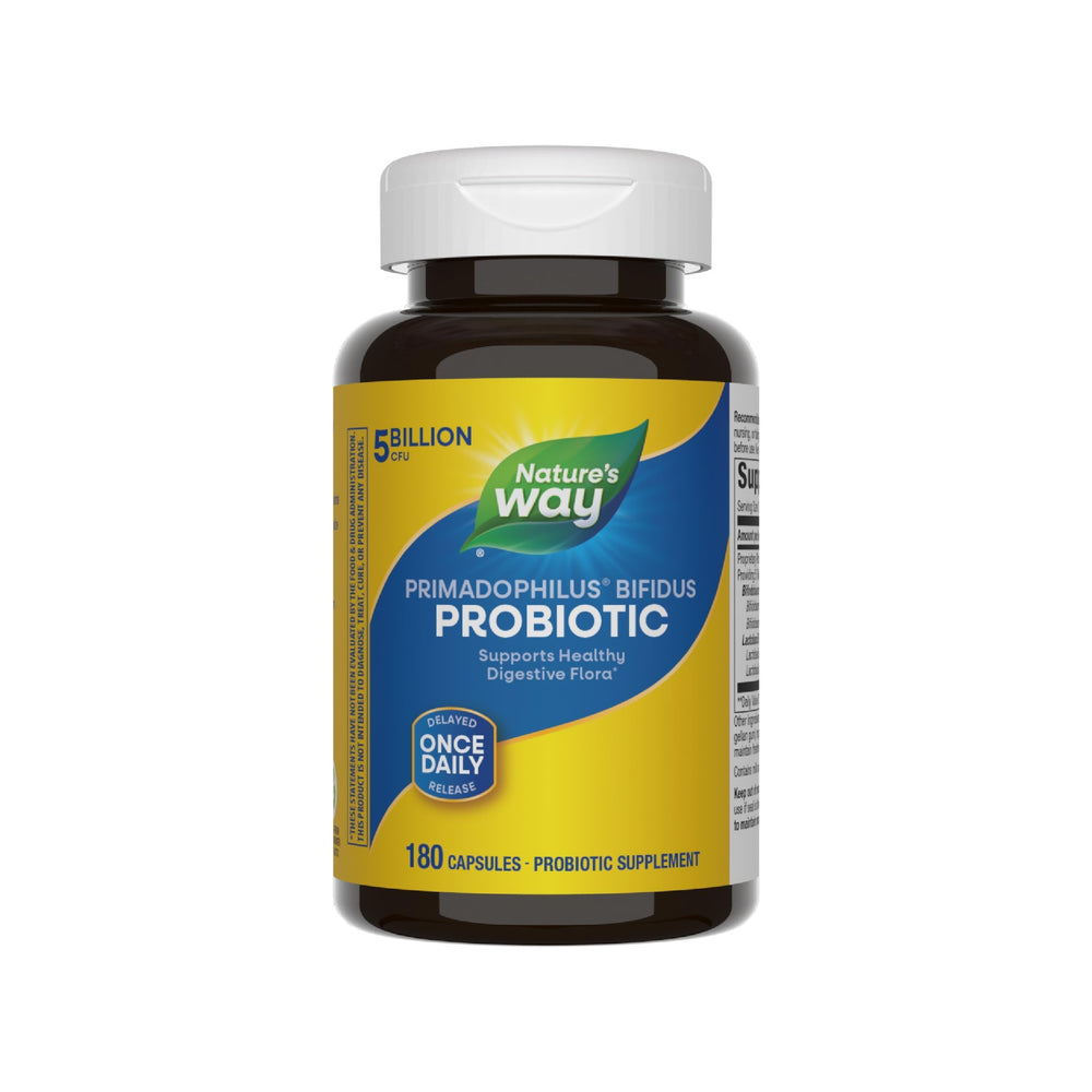 Nature's Way Primadophilus Bifidus bottle for daily digestive support.