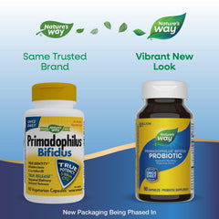 Bottle label highlights four strains for digestive flora support