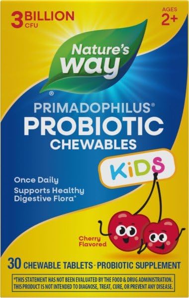 Nature's Way Primadophilus Kids chewable tablet close-up for easy use
