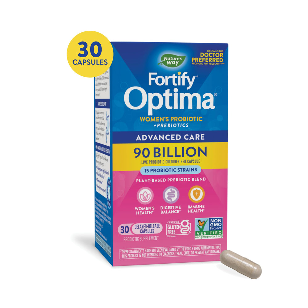 Nature's Way Primadophilus Optima Women packaging box highlights enteric delivery.