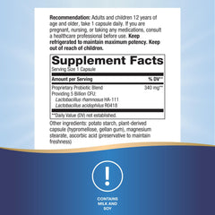 Nature's Way Primadophilus probiotic label details showing CFU and strains.