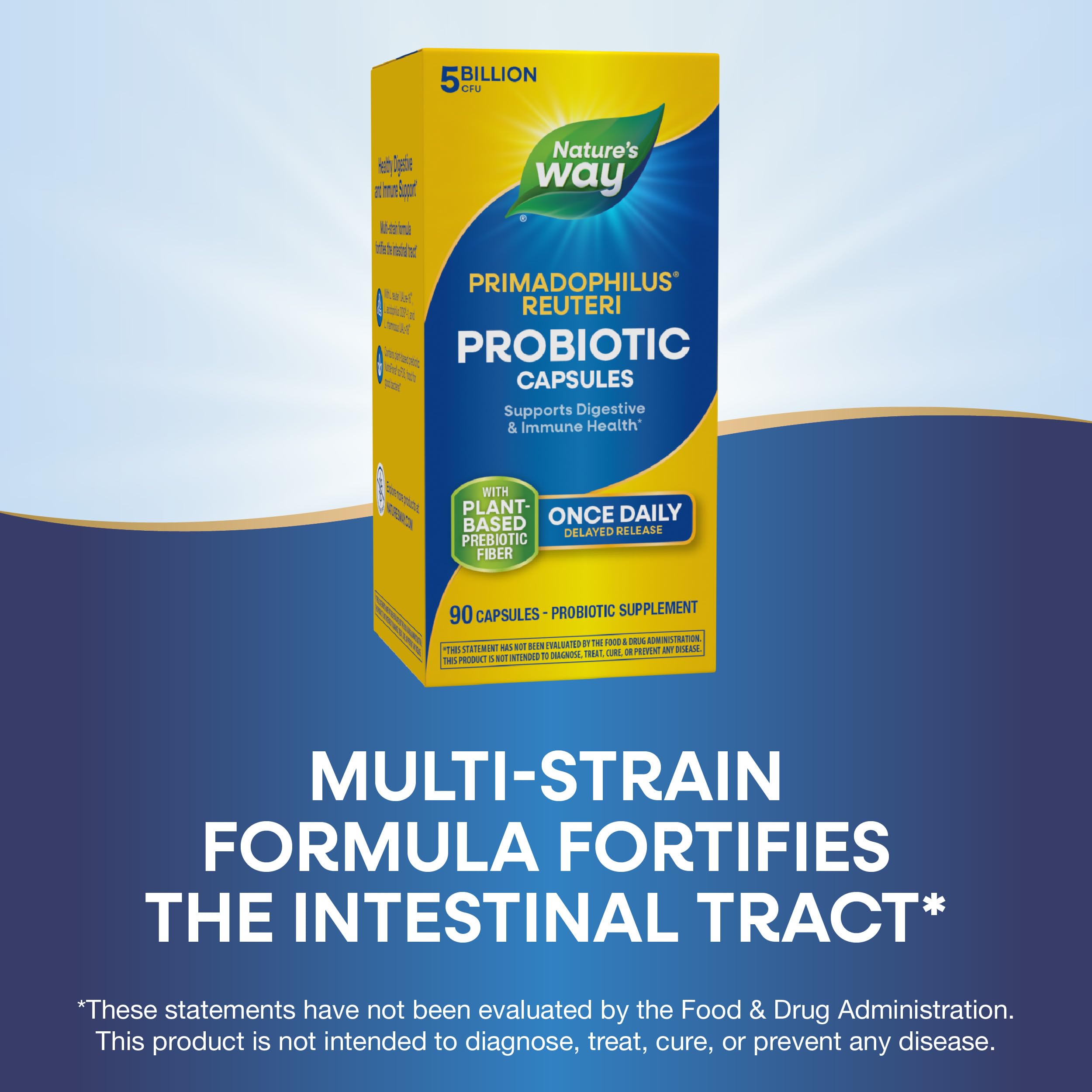 Person taking Nature's Way Primadophilus Reuteri capsule in the morning.