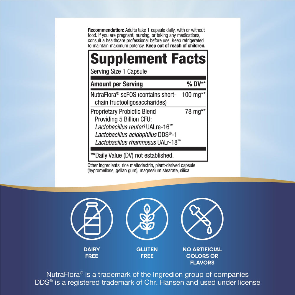 Nature's Way Primadophilus Reuteri bottle signals daily gut wellness.