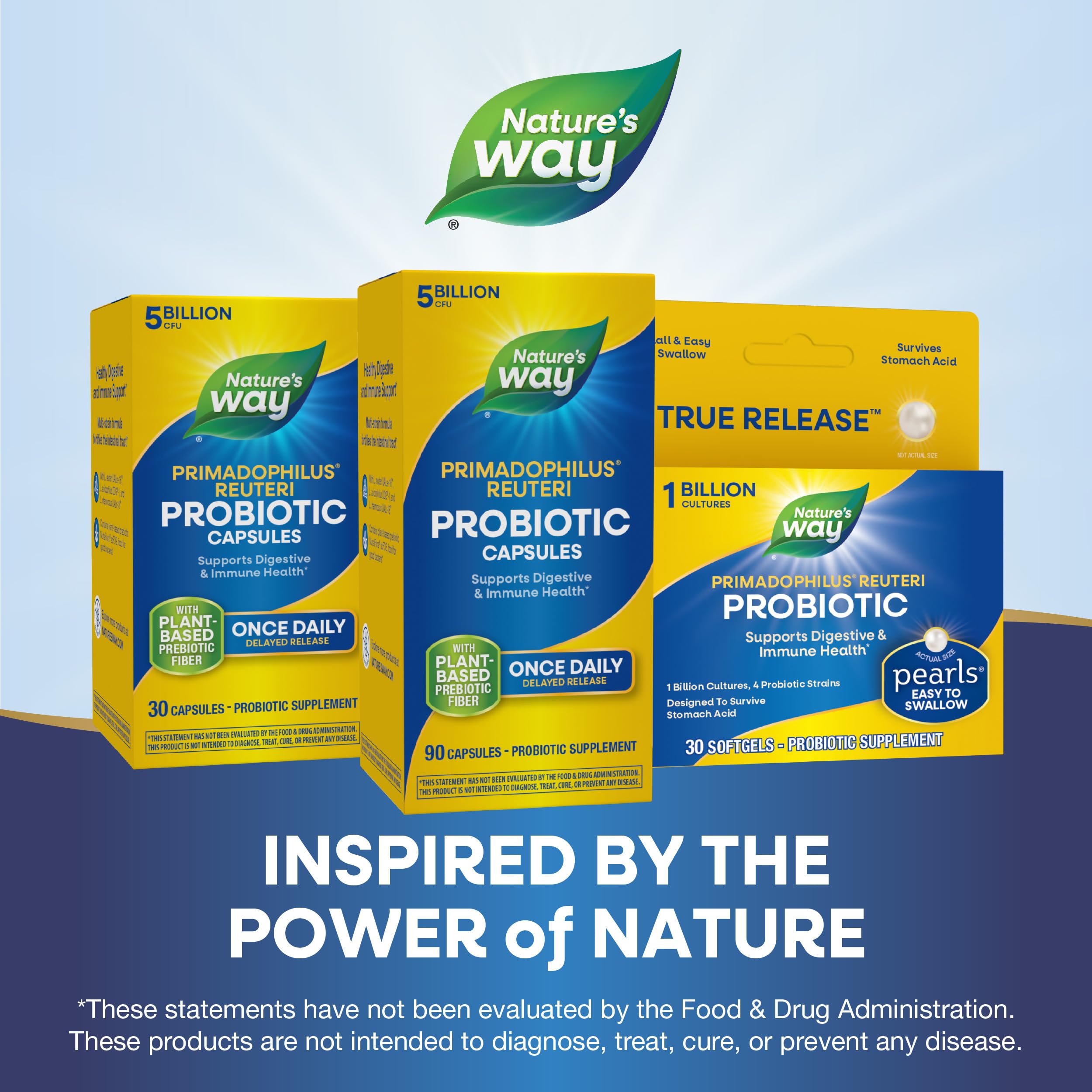 Nature's Way Primadophilus Reuteri travel-pack ready for on-the-go use.