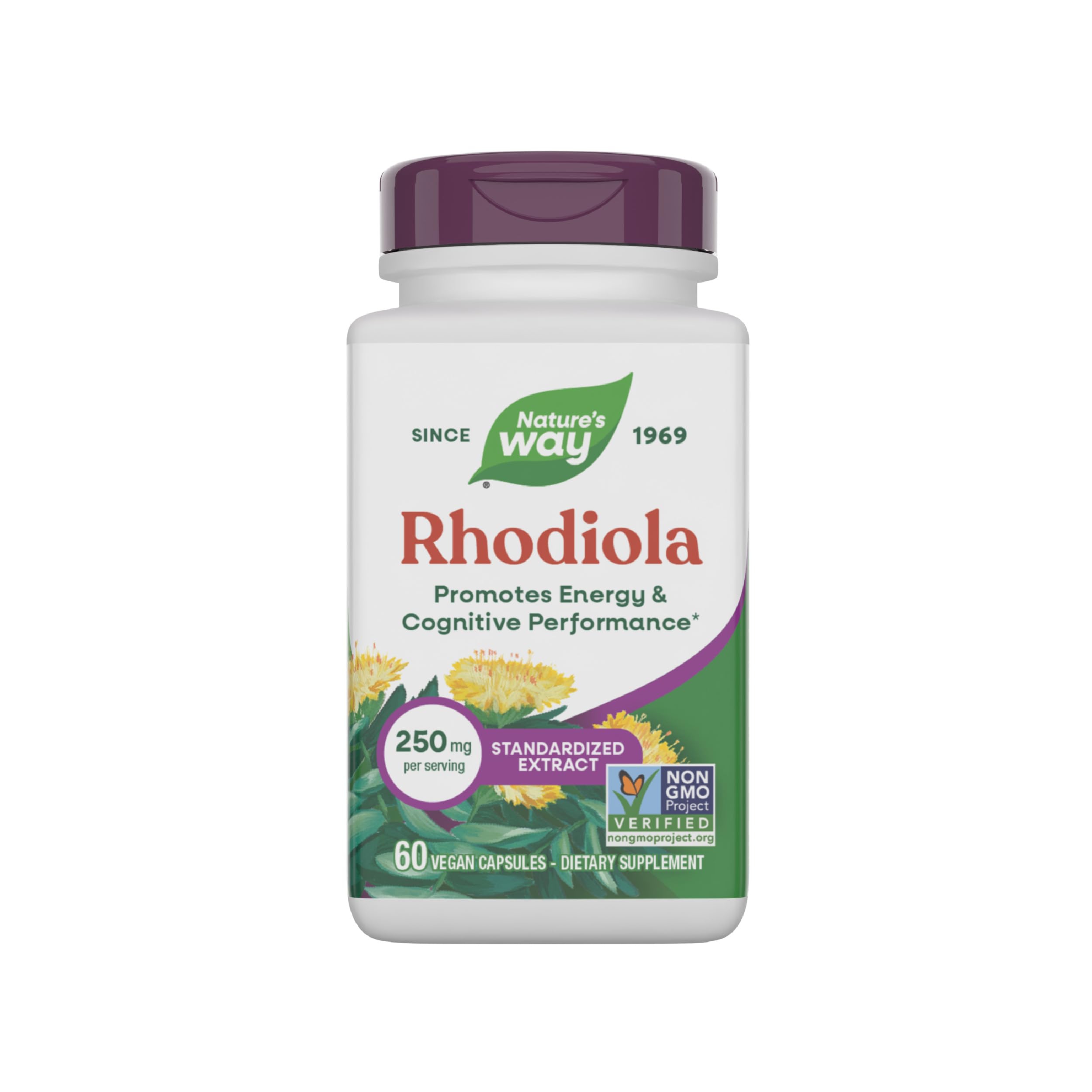 Nature's Way Rhodiola premium extract bottle for energy support.