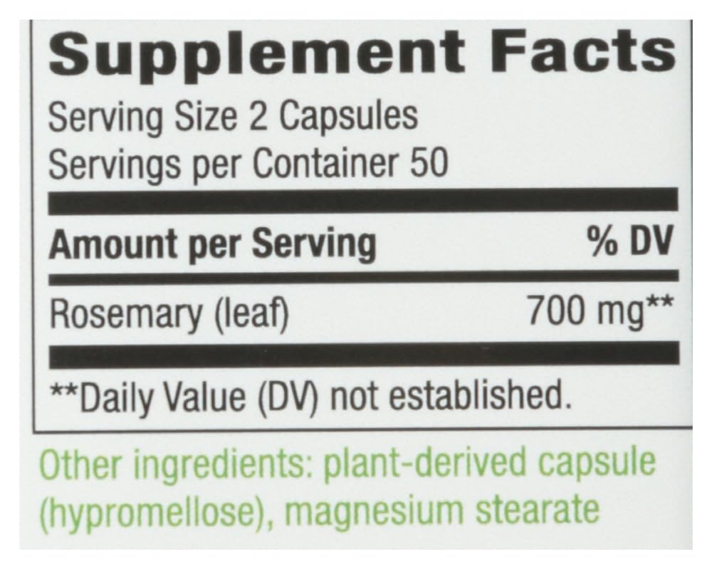 Nature's Way Rosemary Leaves label close-up, showcasing pure rosemary with no artificial additives