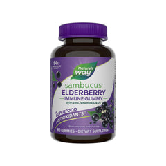 Nature's Way Sambucus immune gummies bottle front, berry flavor for daily immune support.