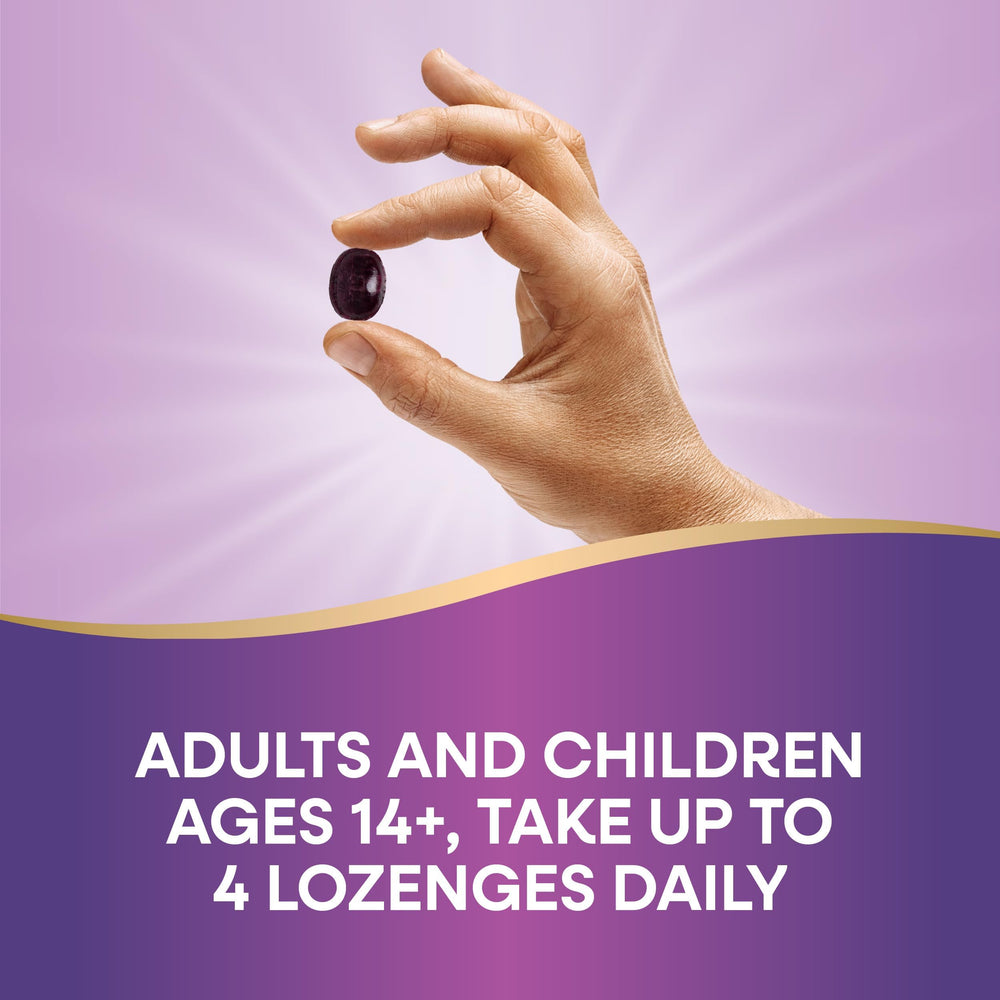 Gluten-free vegan badge on Sambucus lozenges packaging.