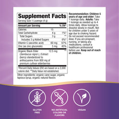 Nature's Way Sambucus lozenges on the go beside a bag, ideal for daily immune boosts.