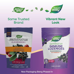 Vitamin C label on Sambucus lozenges packaging showing 1000 mg per four lozenges.