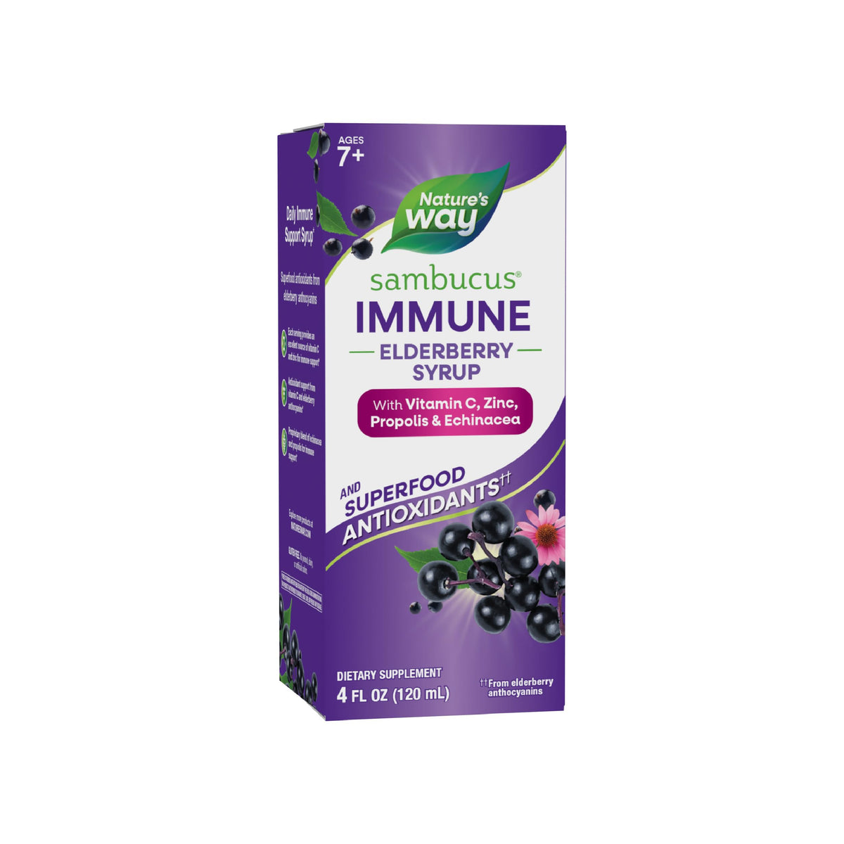 Nature's Way Sambucus Immune Syrup bottle front for daily immune support.
