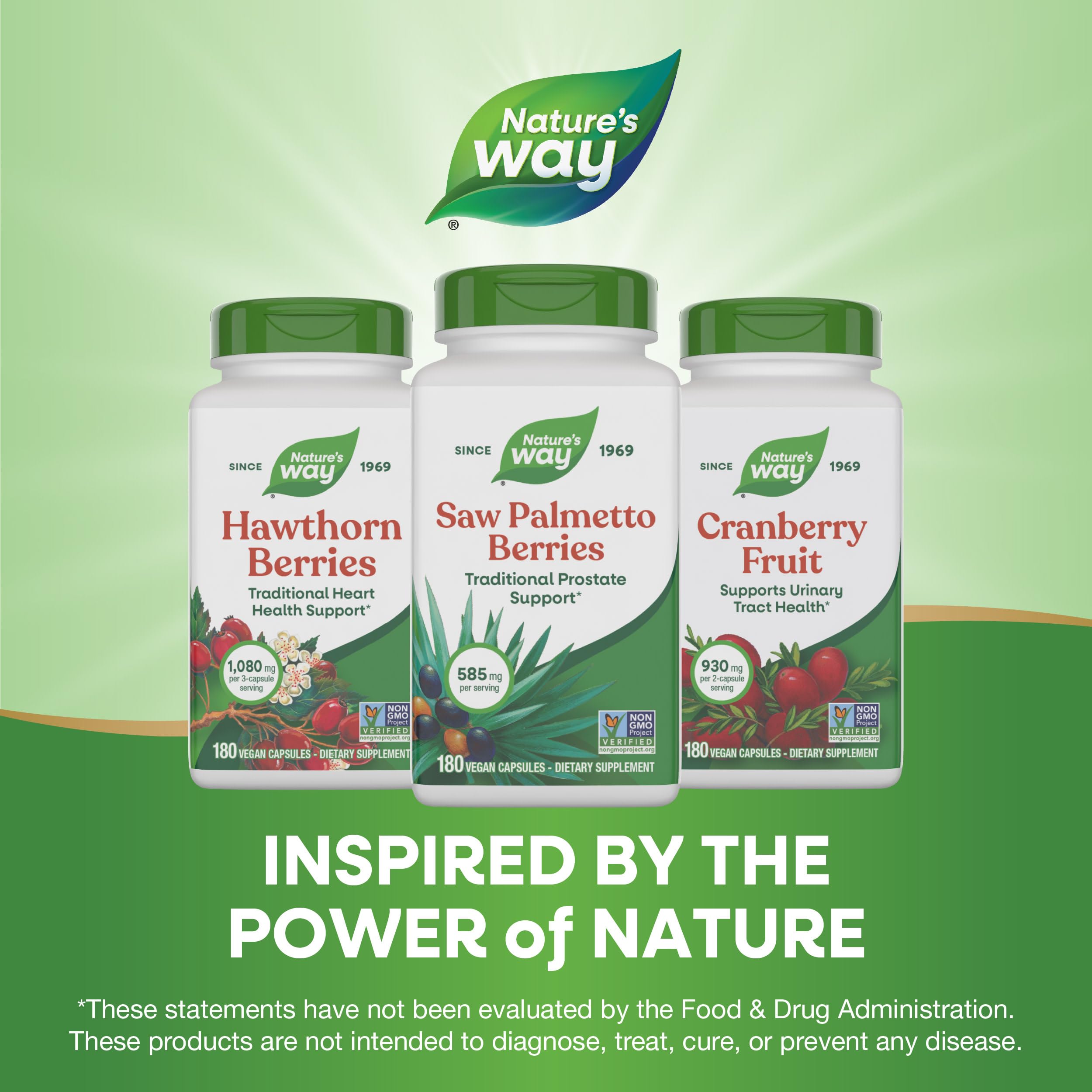 Nature's Way Saw Palmetto Non-GMO badge on the bottle.
