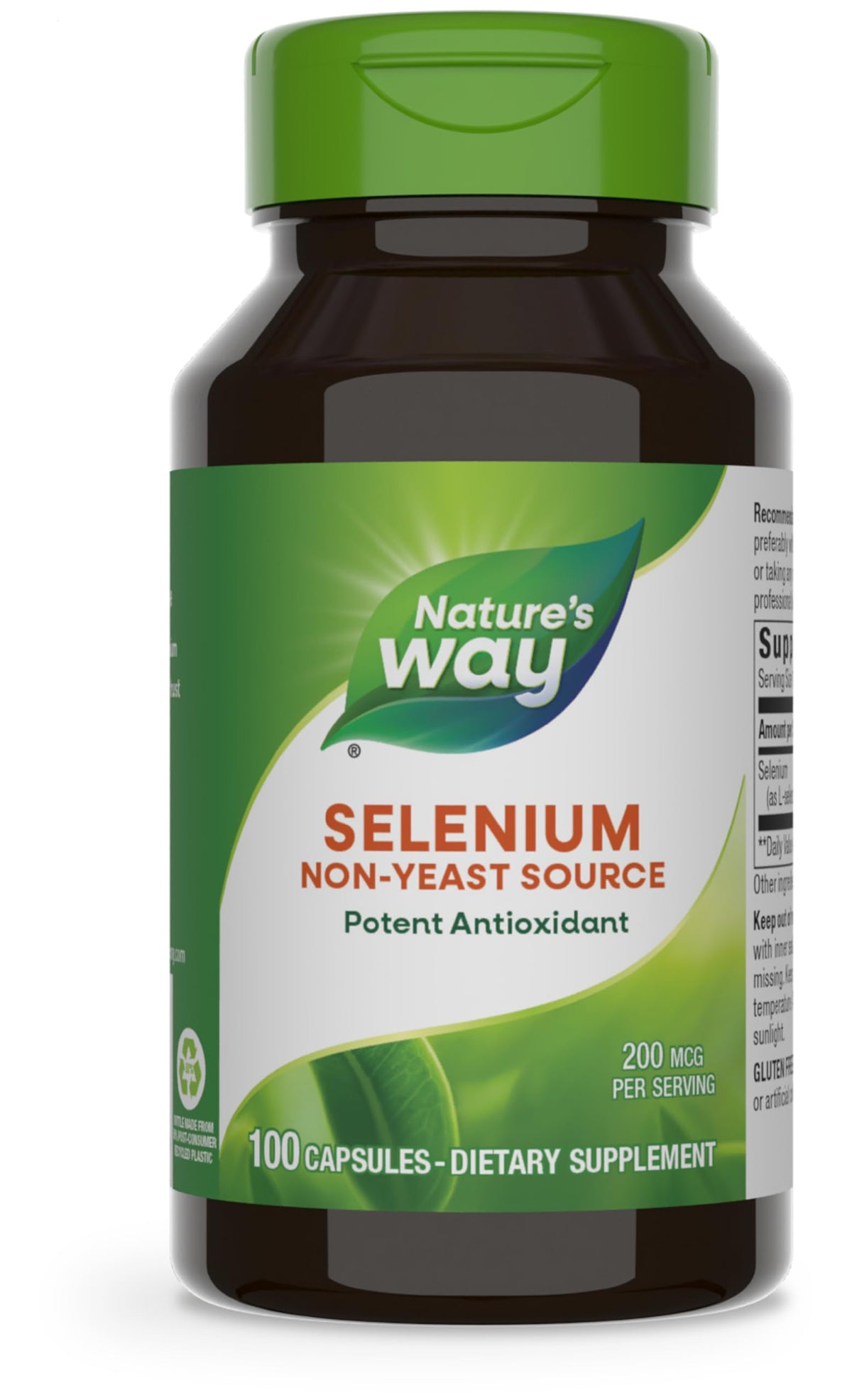 Nature's Way Selenio: cápsula de 200 mcg para uso diario, soporte antioxidante.