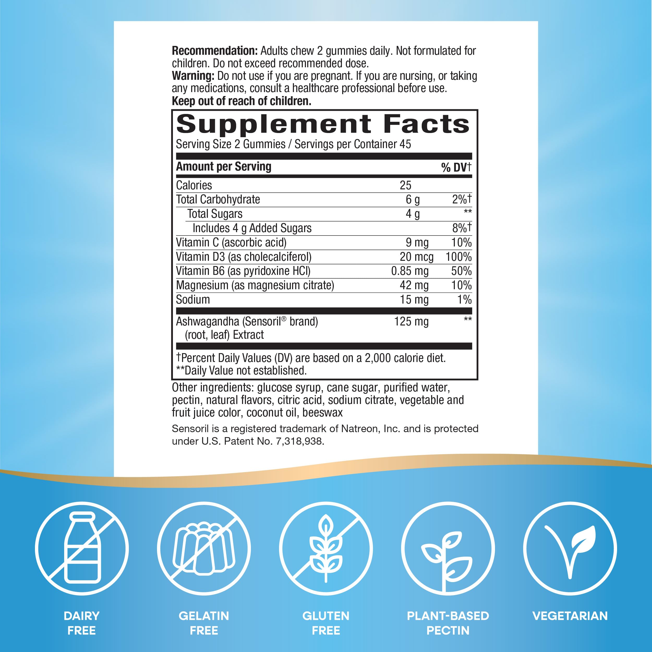 Nature's Way Stress Defense Gummy gluten-free and vegetarian for inclusive options.