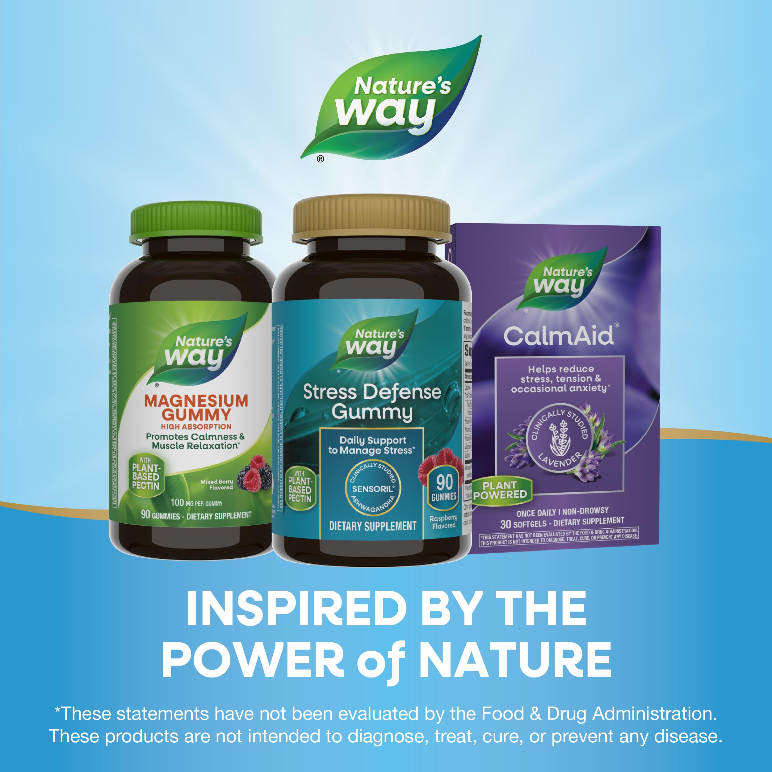 Nature's Way Stress Defense Gummy portable bottle for on-the-go calm.