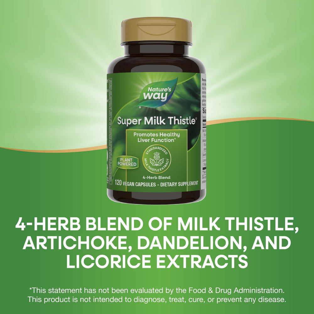 Nature's Way Super Milk Thistle licorice root graphic signals soothing wellness