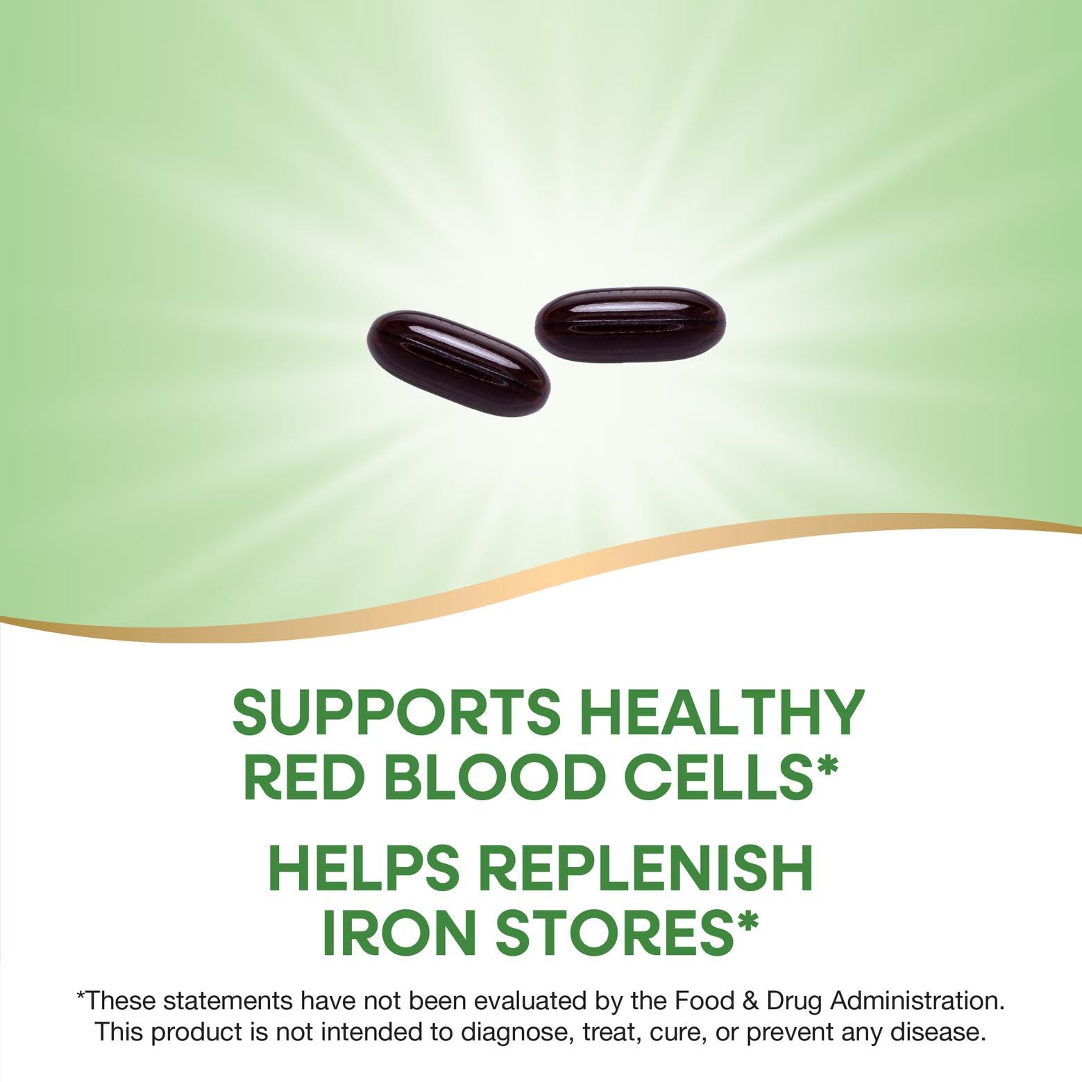 Nature's Way Ultimate Iron packaging graphics highlighting gluten-free formula.