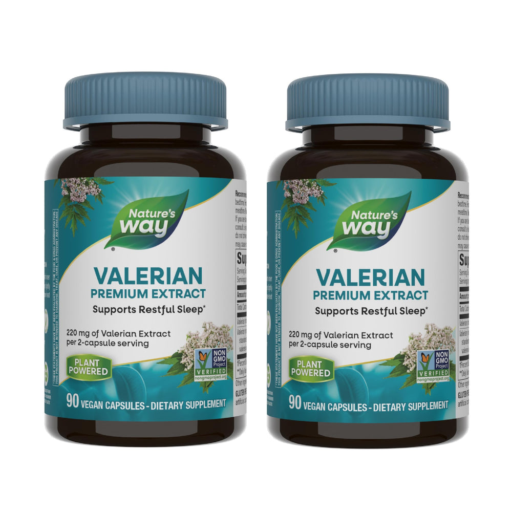 Nature's Way Valerian Premium Extract bottle front view for restful sleep support
