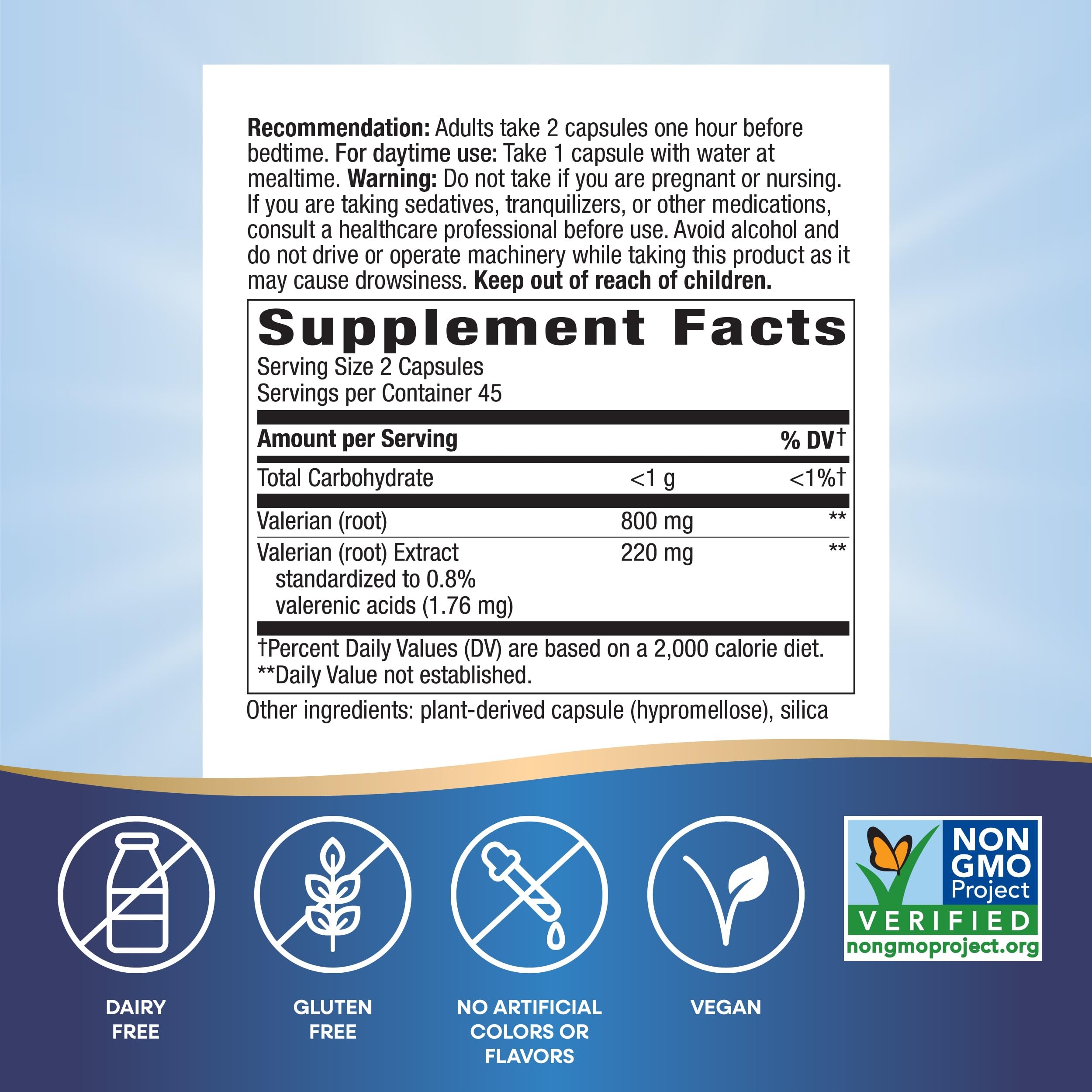 Close-up of Nature's Way Valerian Premium Extract capsules