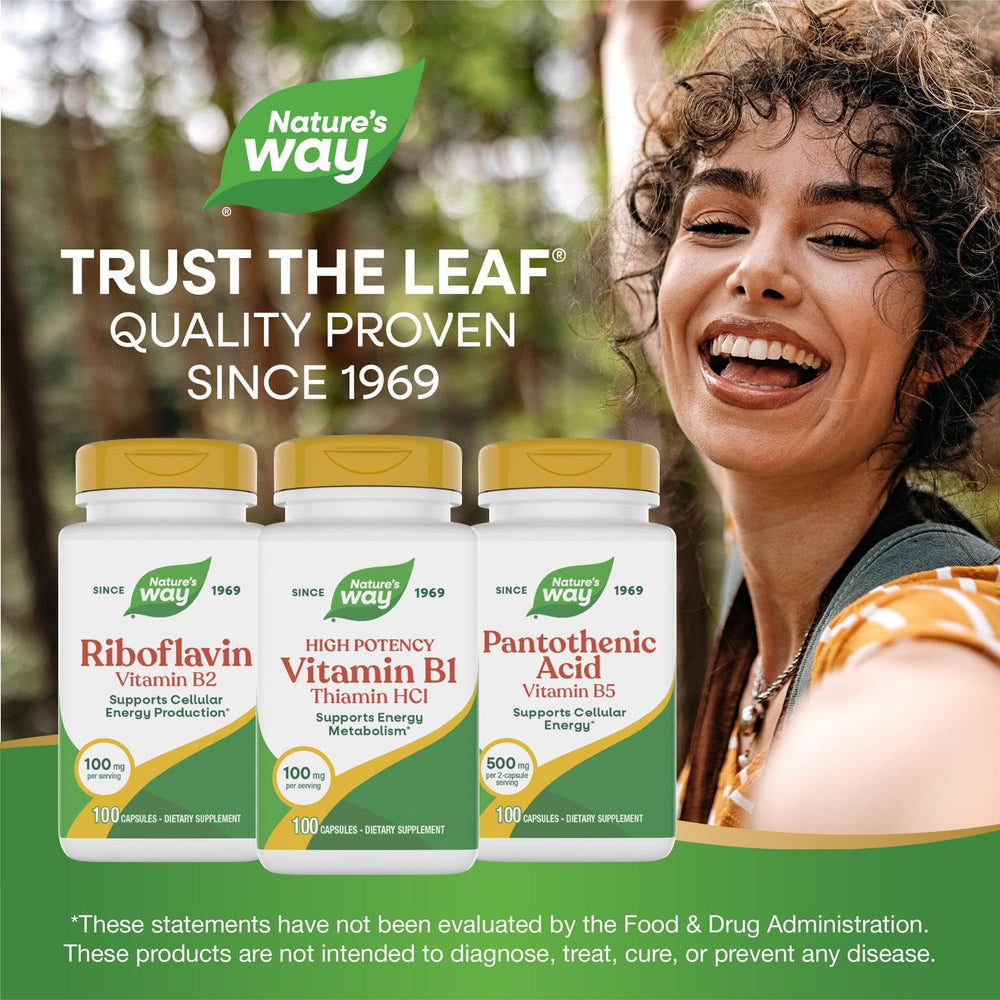Nature's Way Vitamin B1 bottle on a store shelf