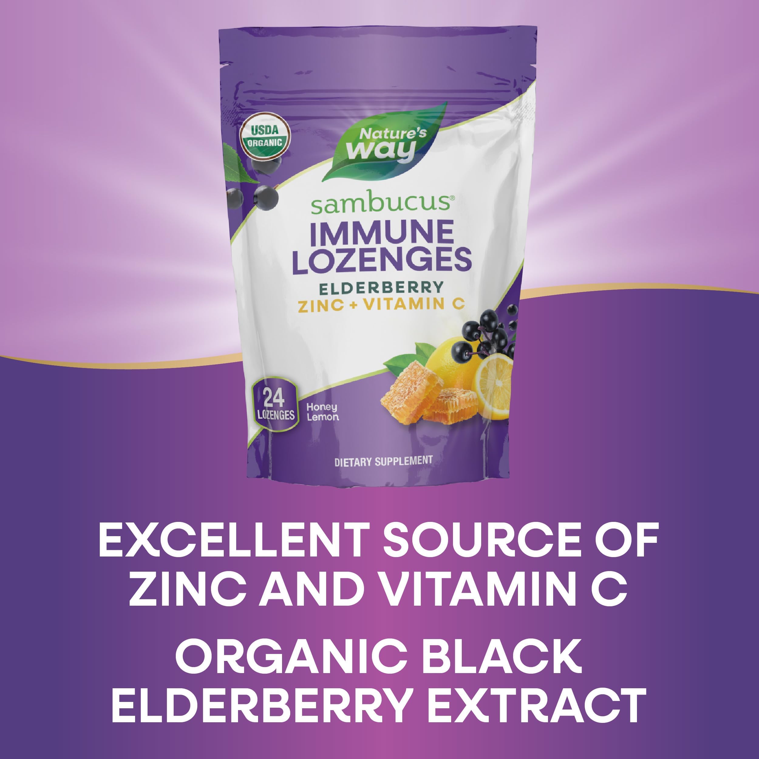 Vitamin C and zinc icons indicate daily wellness support.