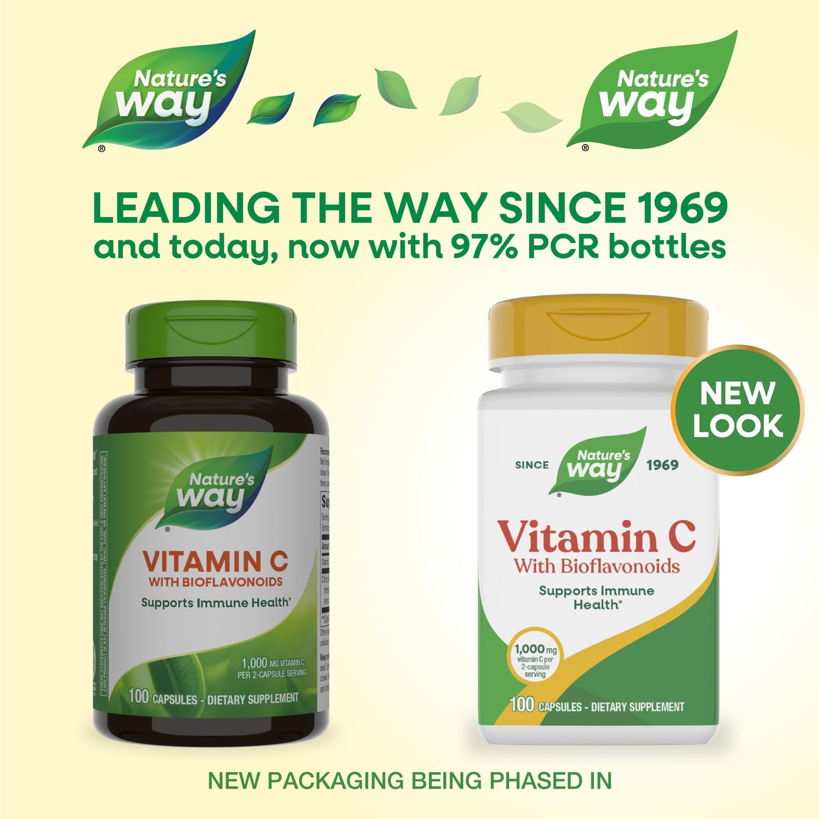 Nature's Way Vitamin C capsules closeup highlighting antioxidant formula