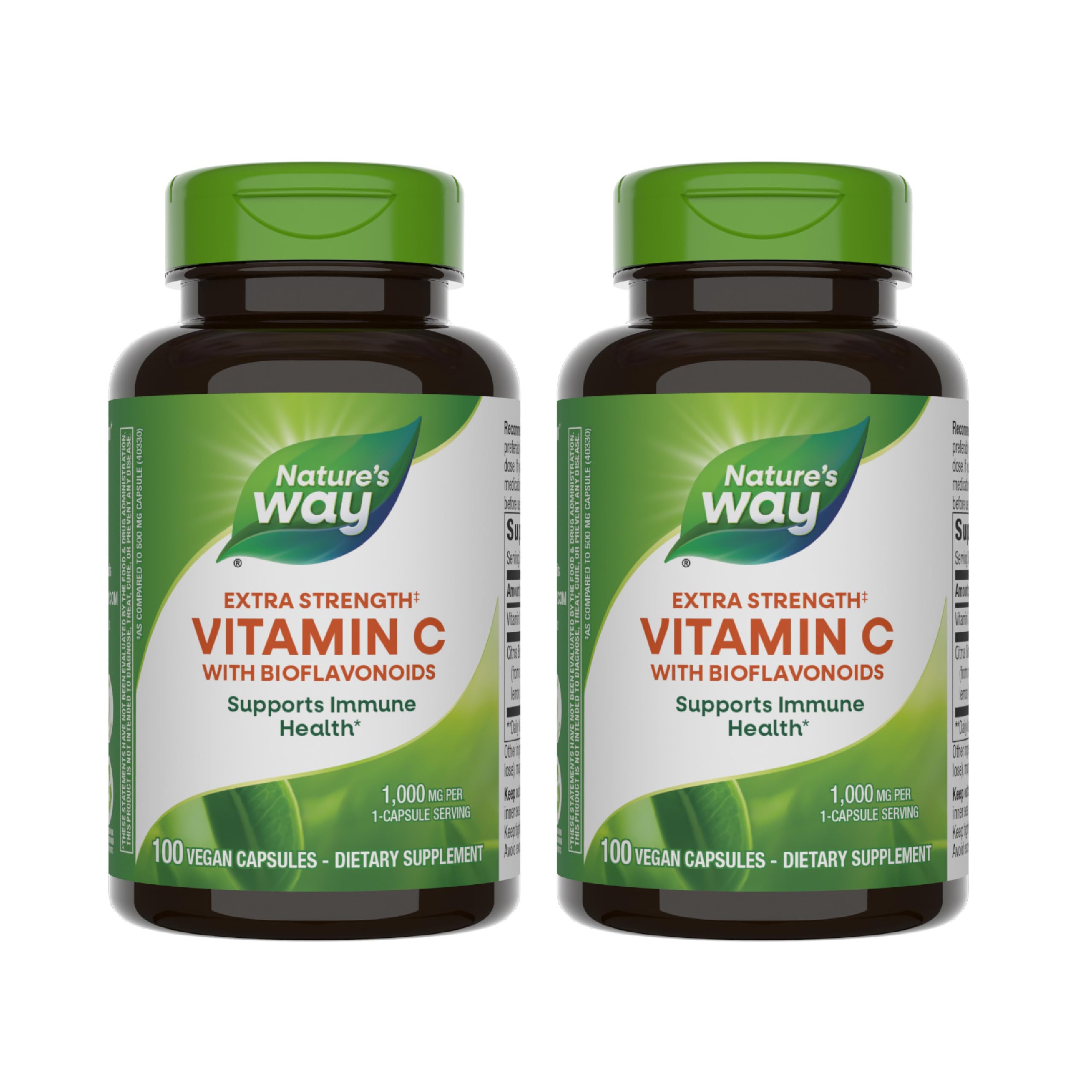 Nature's Way Vitamin C bottle front highlights extra-strength immune support potential