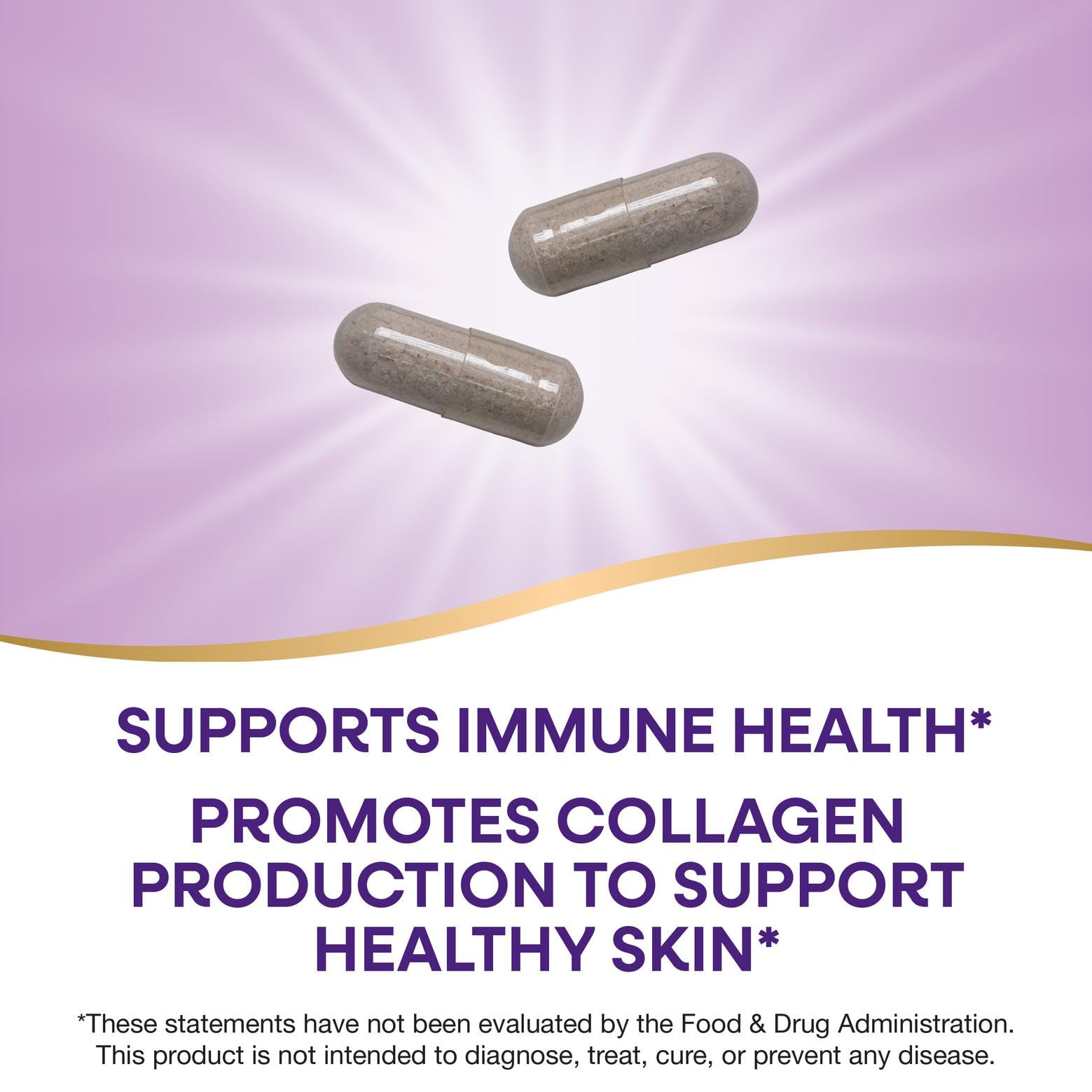 Nature's Way Vitamin C with Rose Hips capsules closeup emphasizing capsule texture and Rose Hips formula