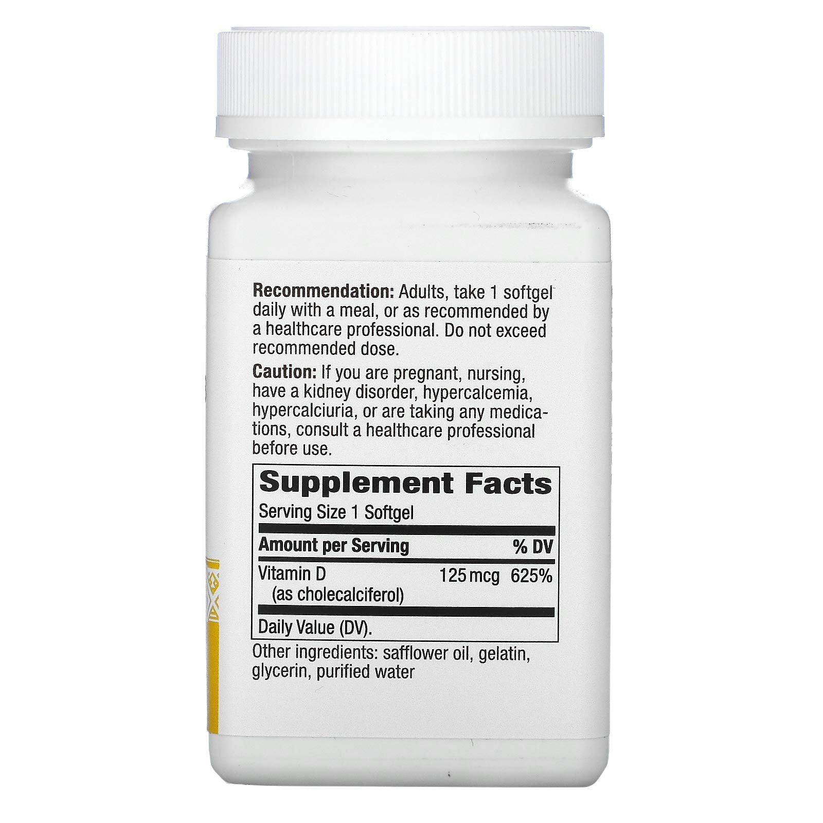 Nature's Way Vitamin D3 Max softgel pour demonstrates easy daily intake.