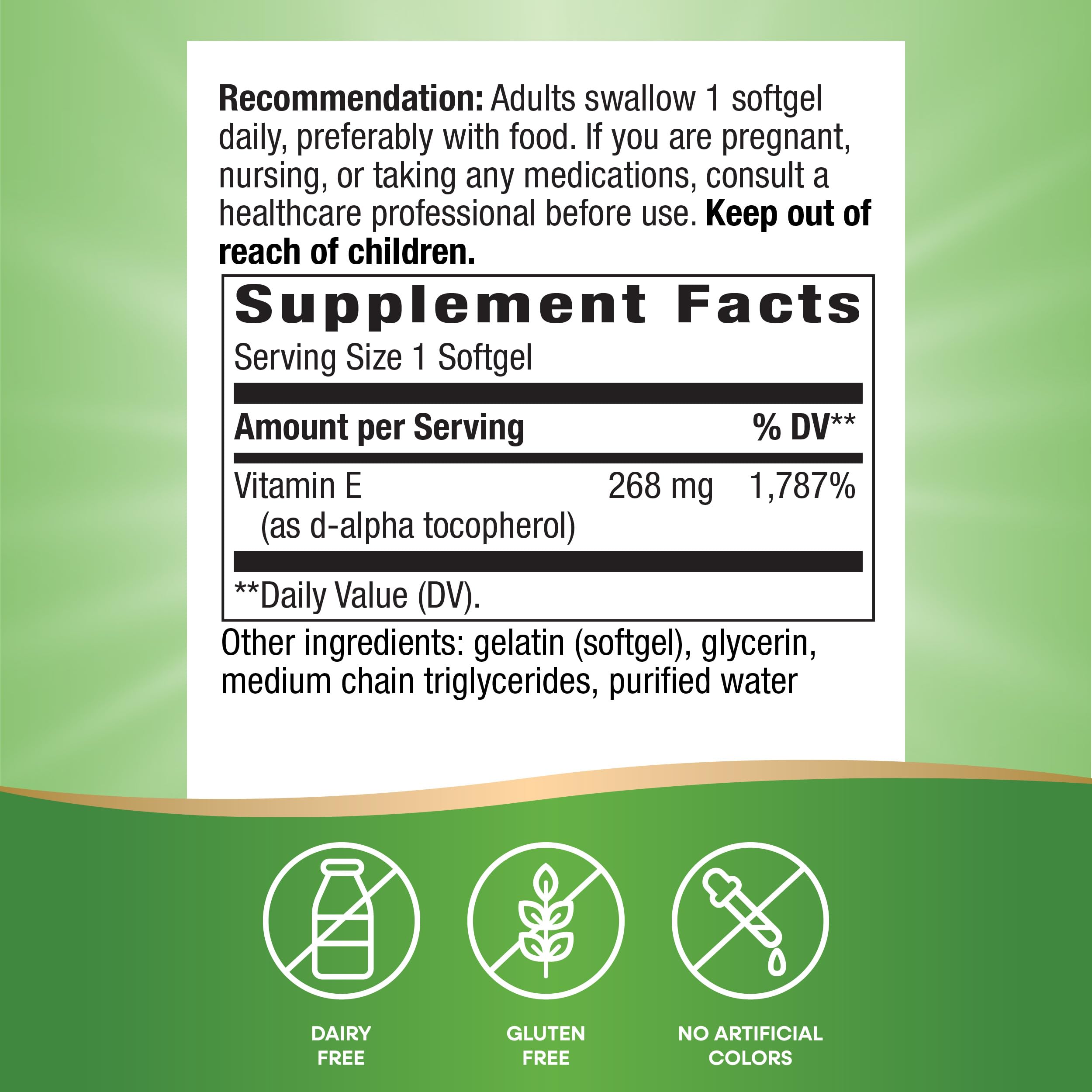 Gluten-free Nature's Way Vitamin E for heart, eye, and immune support