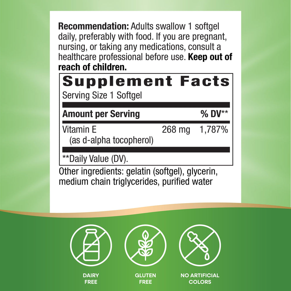 Gluten-free Nature's Way Vitamin E for heart, eye, and immune support