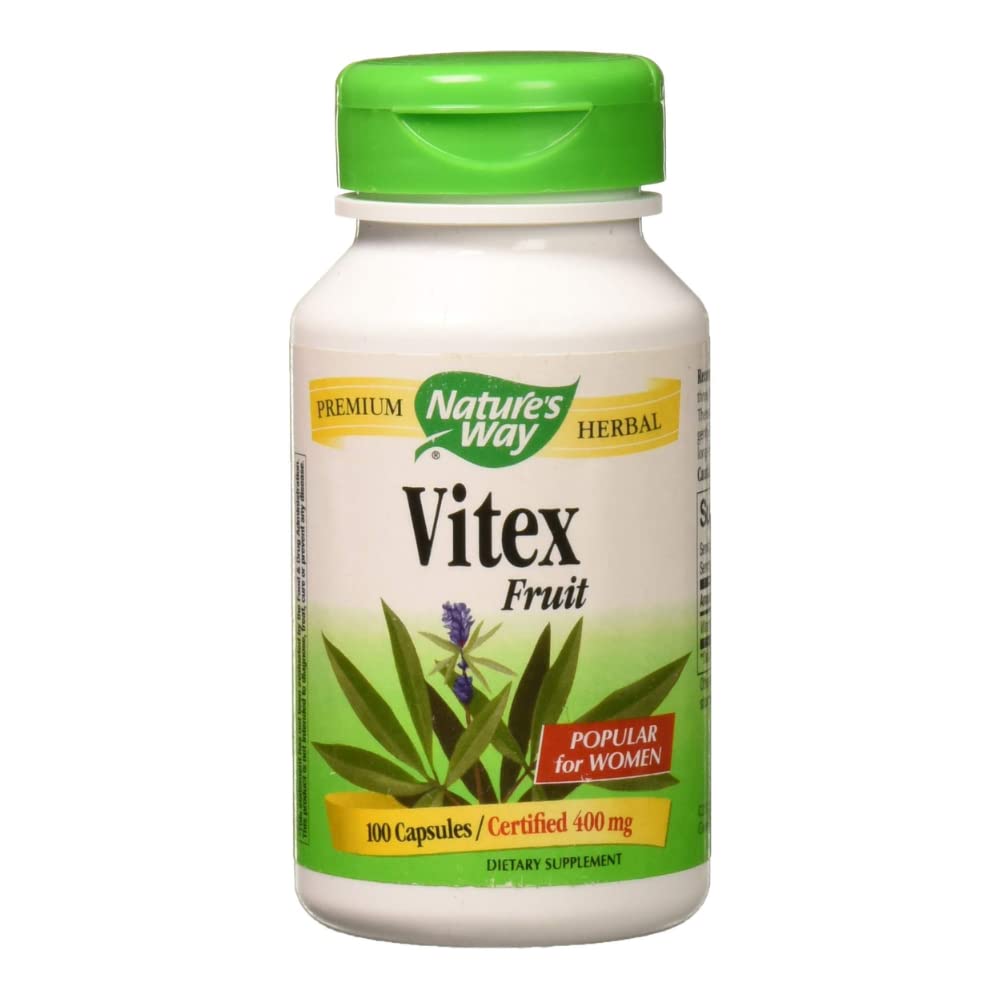 Nature's Way Vitex Fruit 400 mg bottle with capsules, daily wellness
