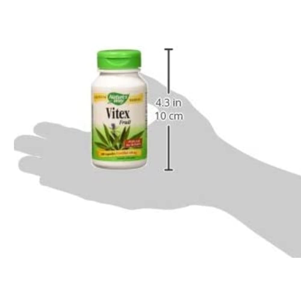 Nature's Way Vitex Fruit 400 mg bottle in use for daily routine
