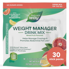 Nature's Way Weight Manager packets being poured for cravings support.