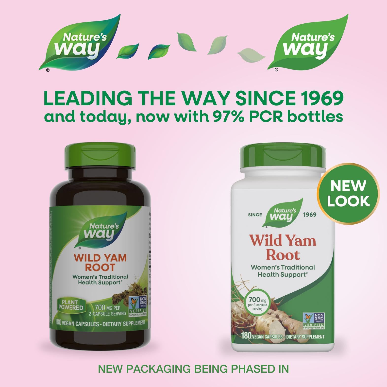 Nature's Way Wild Yam Root capsules shown for convenient daily wellness