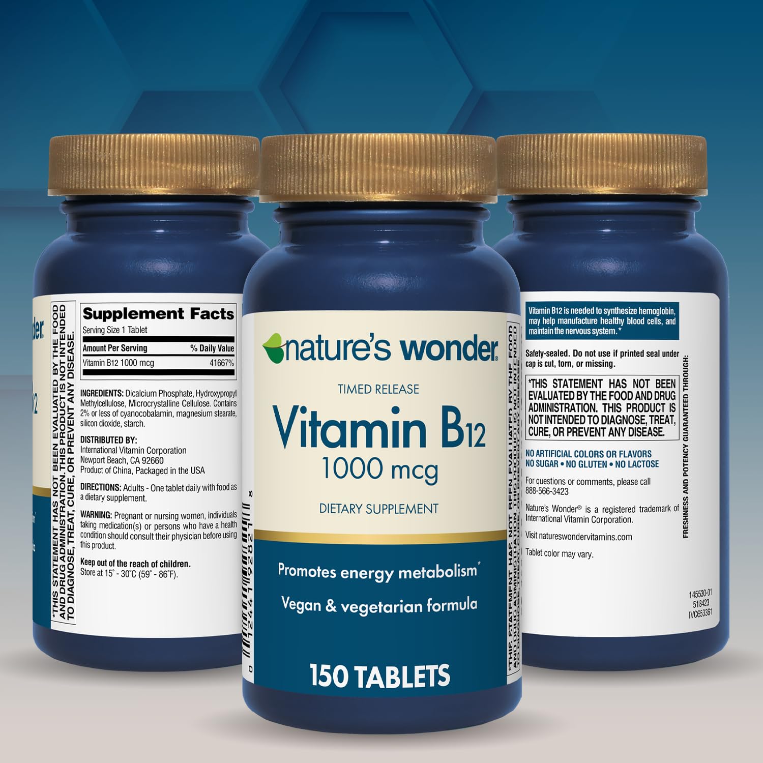 Nature's Wonder B12 free from artificial colors, gluten and lactose