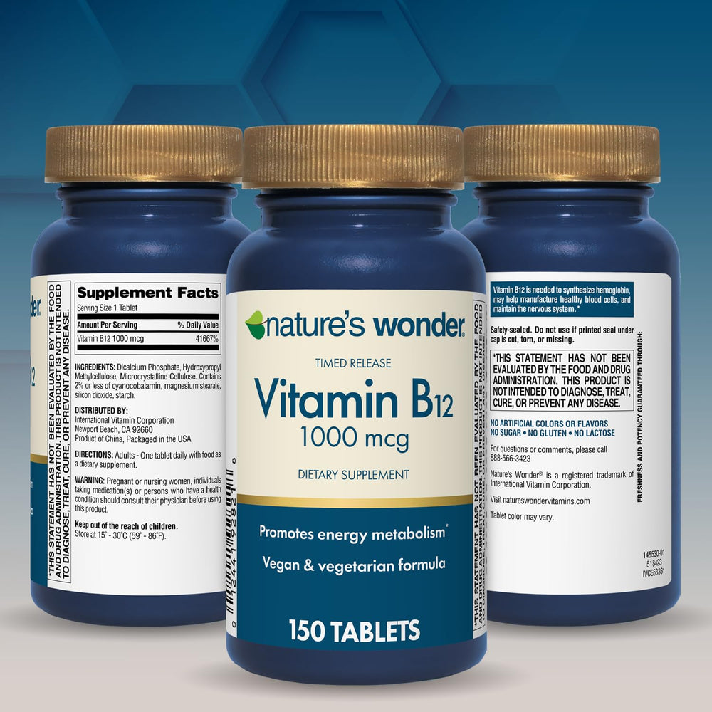 Nature's Wonder B12 free from artificial colors, gluten and lactose