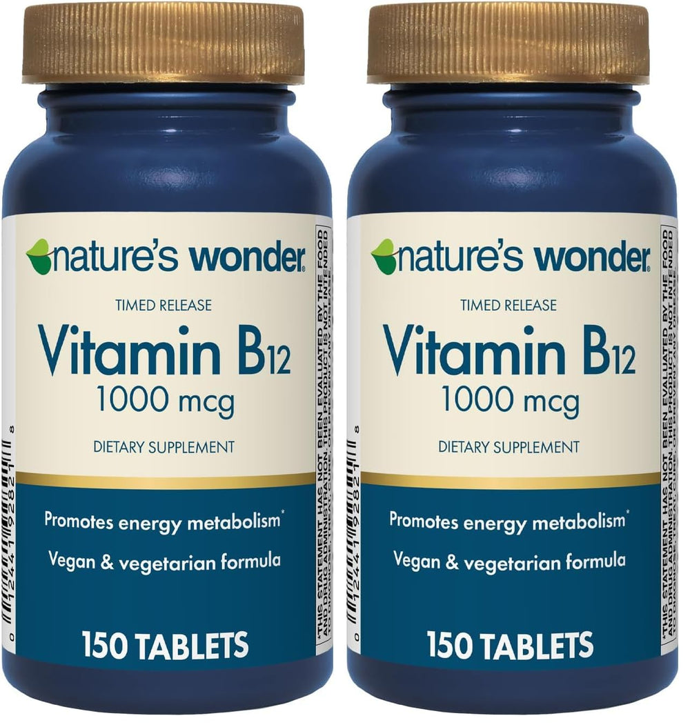 Nature's Wonder B12 timed-release bottle pour for steady energy throughout the day