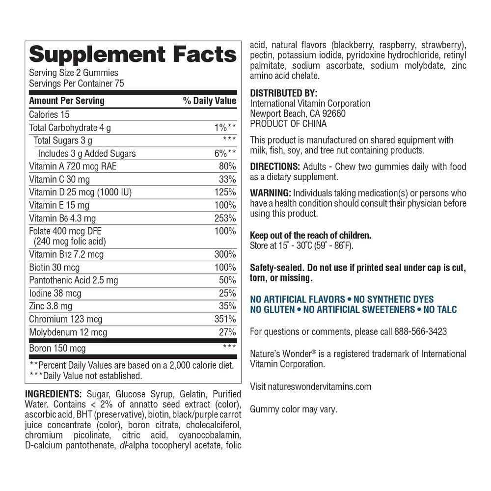 Nature's Wonder no artificial dyes or flavors for clean nutrition.