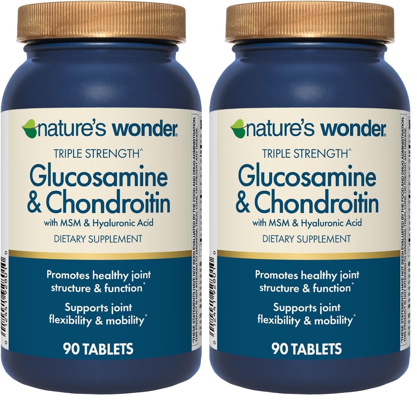 Nature's Wonder triple-strength glucosamine bottle supports joint comfort and mobility.