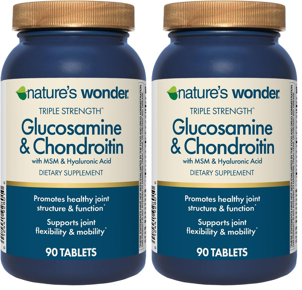 Nature's Wonder triple-strength glucosamine bottle supports joint comfort and mobility.