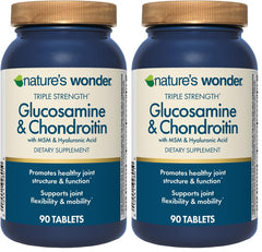 Nature's Wonder triple-strength glucosamine bottle supports joint comfort and mobility.